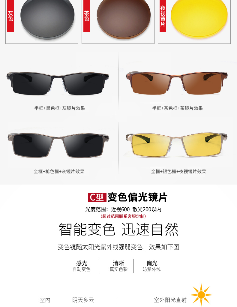 Ultralight hợp kim titan full frame kính khung nửa khung khung nam phẳng màu sáng cận thị kính râm lái xe phân cực kính nam