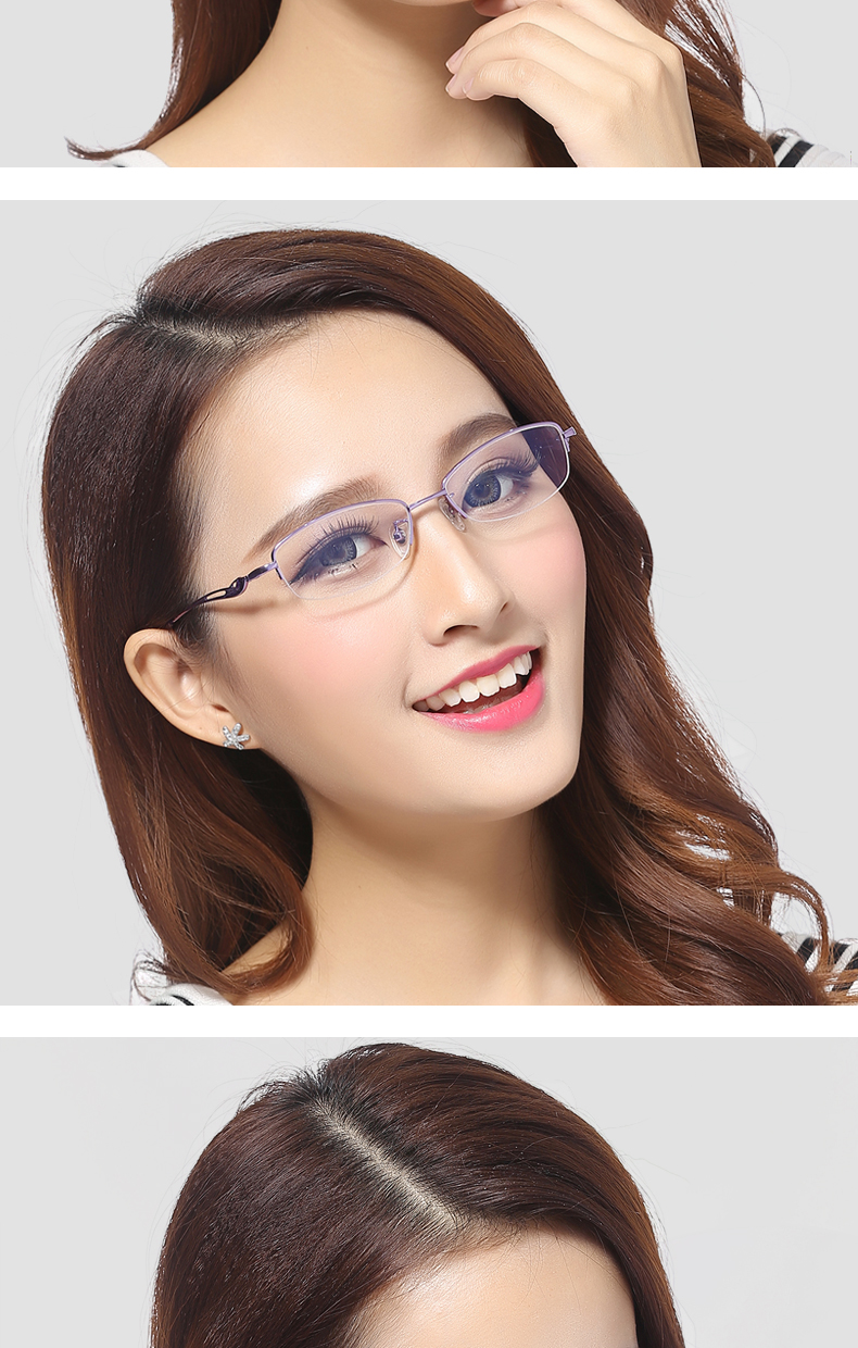 Kính cận thị siêu nhẹ khung nữ mô hình cận thị gương titan tinh khiết khung kính với kính mắt khung kính nửa khung 6913 - Kính kính dior