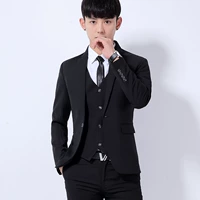 Bộ đồ vest nam ba mảnh phù hợp với người Hàn Quốc quần short nam kaki