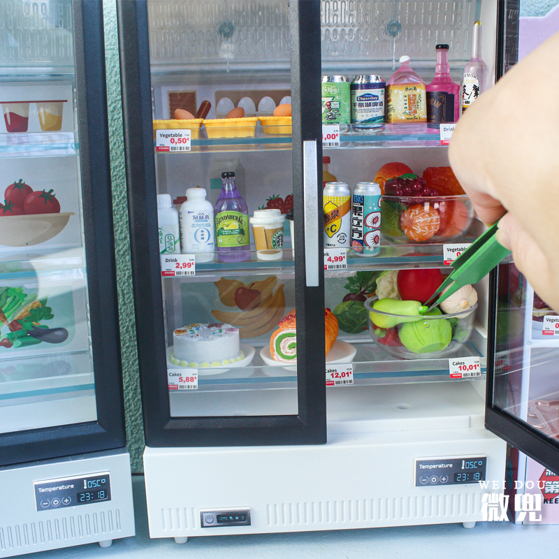 Miniature Food Toy Refrigerator Ob11 Mini Realistic Double-Door Refrigerator Bjd12 Dollhouse Kitchen Appliance Decoration Miniature Food Toy Refrigerator Ob11 Mini Realistic Double-Door Refrigerator Bjd12 Dollhouse Kitchen Appliance Decoration