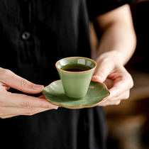 Bamboo green glaze celadon lotus coaster Kung Fu tea ceremony tea set insulation mat coaster saucer creative ceramic accessories mat