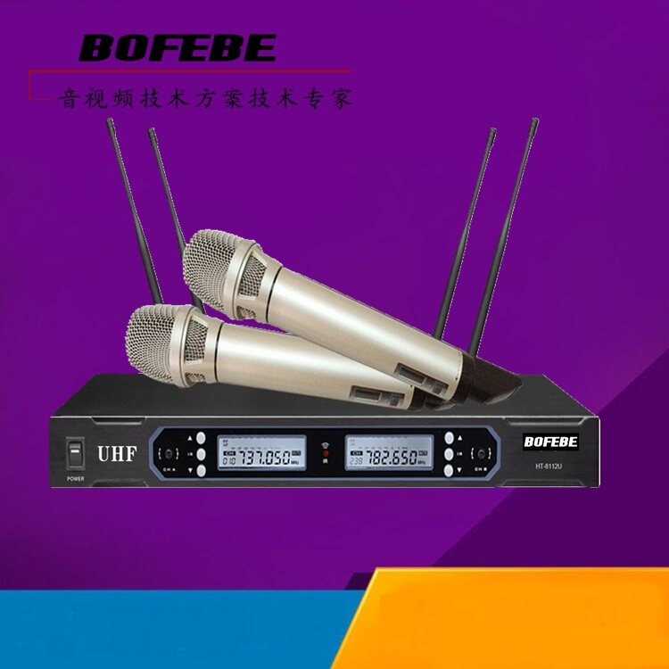 Professional stage campus aerospace radio and television handheld HT-8112U segment one drag two wireless microphone FM microphone