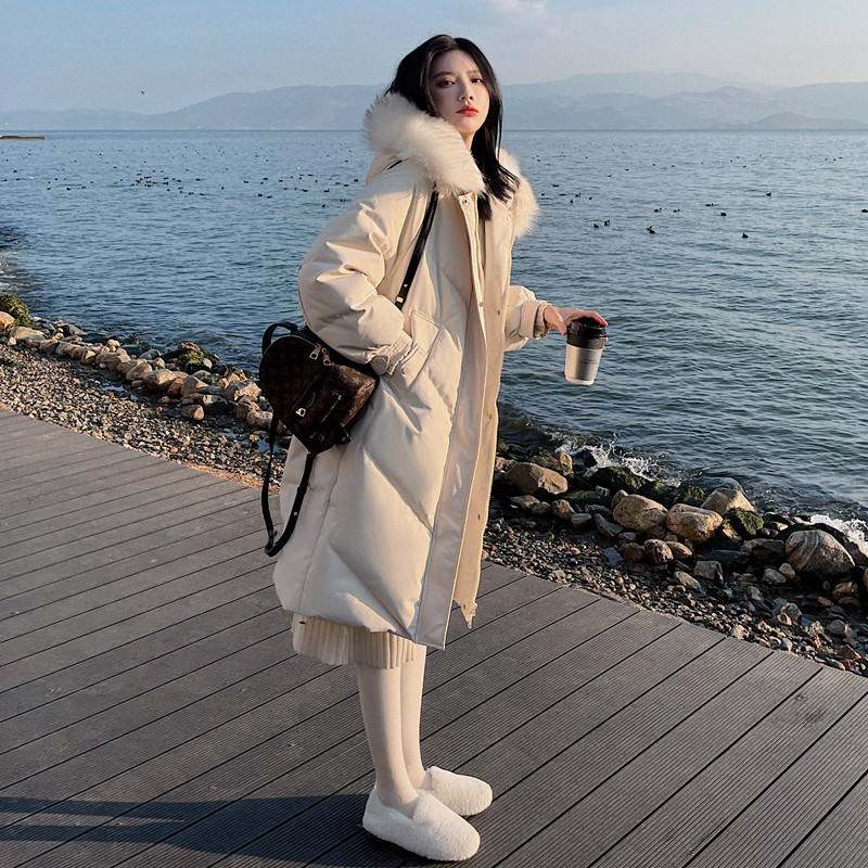 2025今年流行冬季新款韩系时尚加厚宽松显瘦小个子中长款羽绒服女