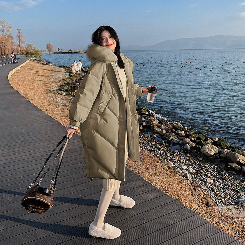 2025今年流行冬季新款韩系时尚加厚宽松显瘦小个子中长款羽绒服女 4