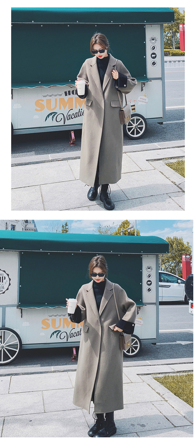 Демисезонное длинное шерстяное пальто, куртка, в корейском стиле, изысканный стиль, длина макси для возраста 