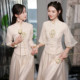 Retro champagne color bridesmaid dress Chinese style