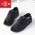 Giày nam mới giầy nam mùa xuân và mùa thu Giày đế bệt đế bệt đế bằng vải đen Giày lười giày đặt chân giày thủy triều - Plimsolls