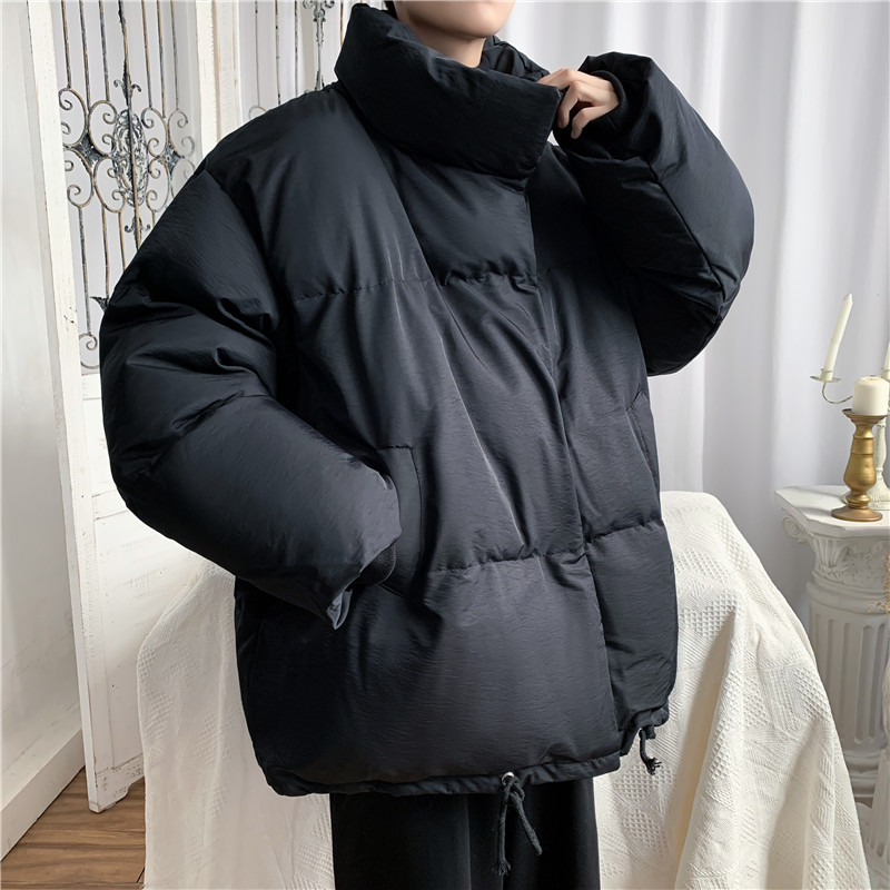 Winter Ins Port Wind stand Cotton Jacket Man Trend Pure Color Bread Convince Korean version Loose Short cotton Thickened Cotton Padded Jacket