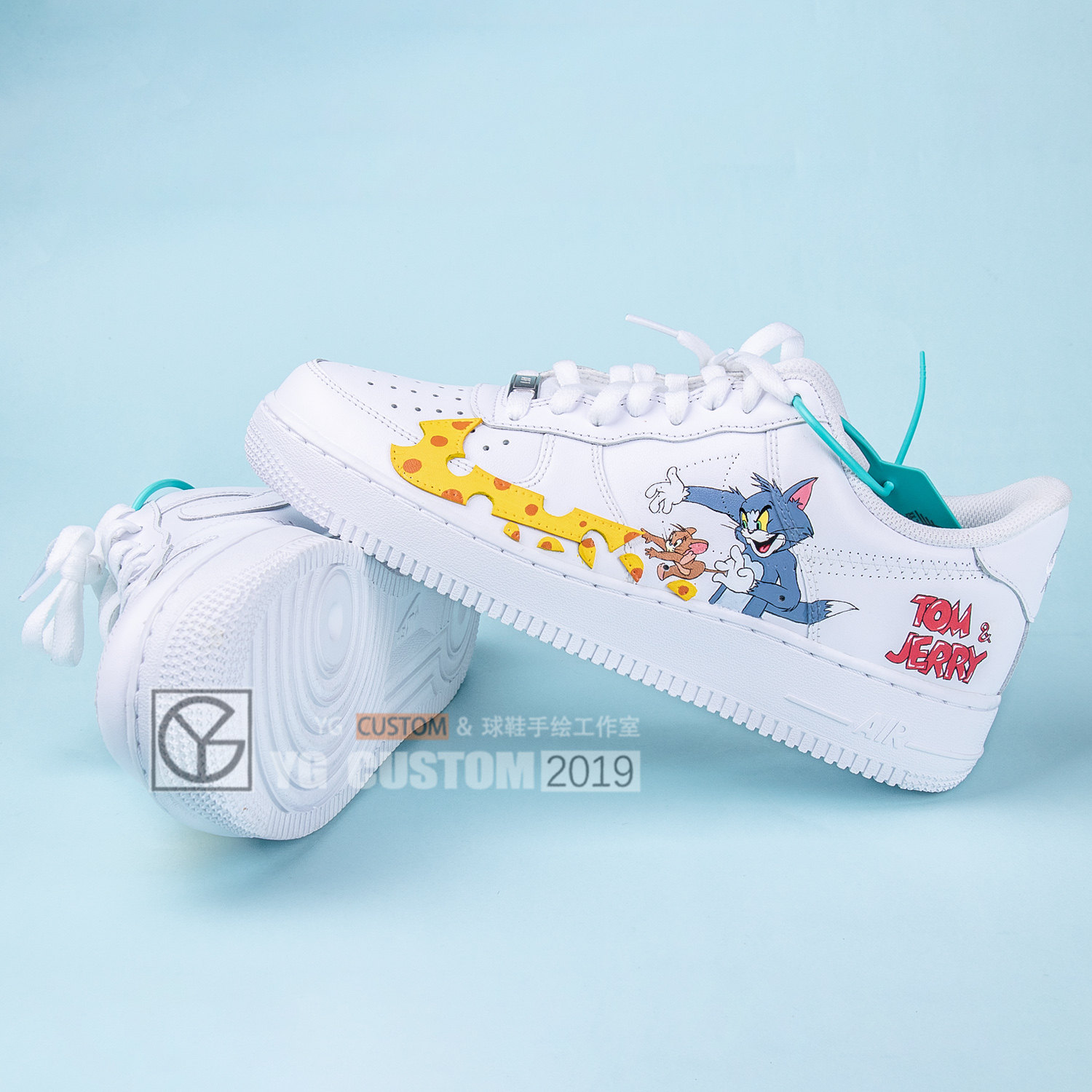 Sneakers Sneakers Handpainted Sneakers Custom DIY Painted Graffiti Color air Force One AJ1 cat and mouse lovers