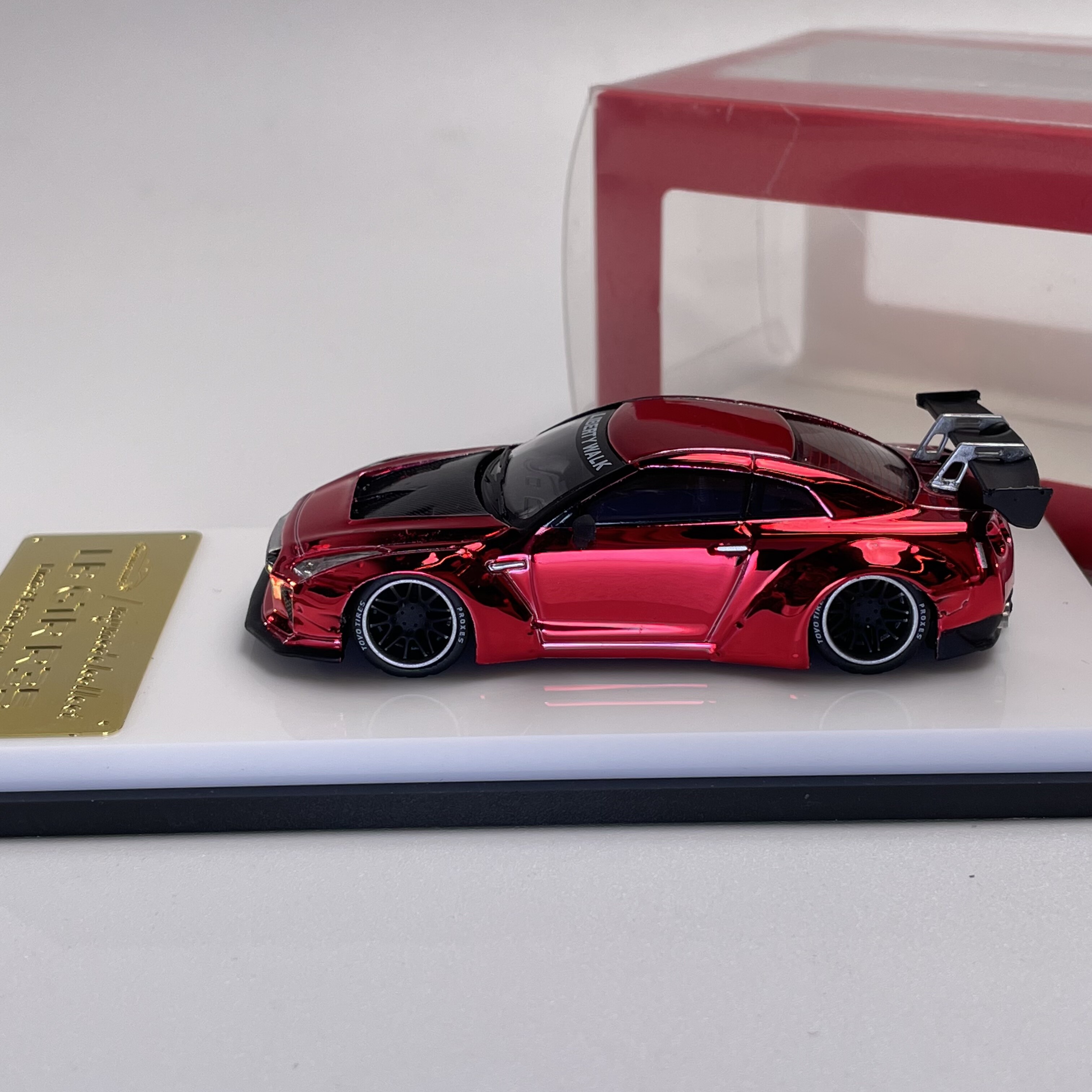 GT-R R35 LBWK Wide Body Chrome Red 1:64 Alloy Diecast Model