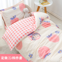 Customized stitching bed childrens bed sheet three-piece set of pure cotton kindergarten 1 5 meters 1 8 meters student single and double four-piece set