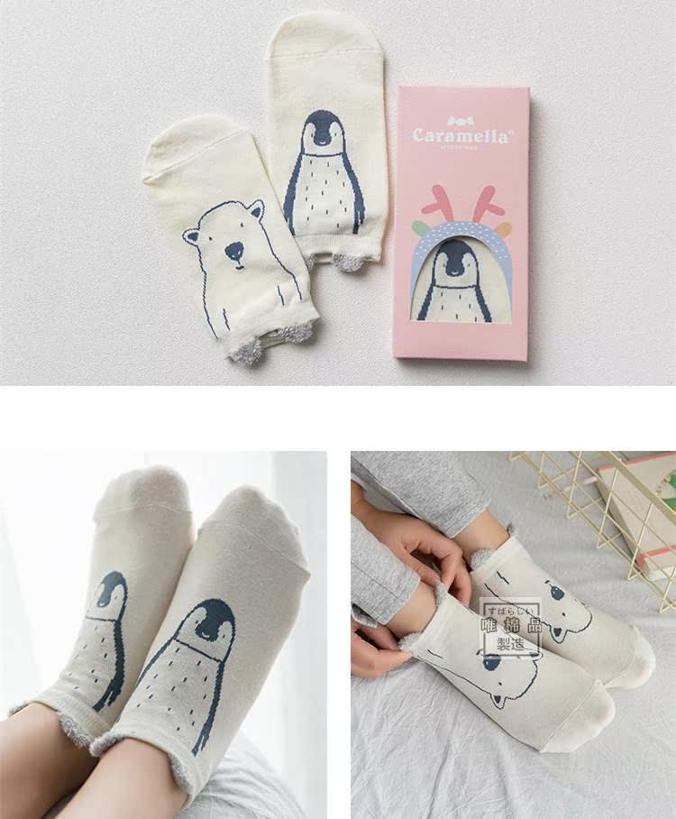 Mùa xuân và mùa hè mới 2 đôi tất nữ thuyền quà tặng hộp phim hoạt hình động vật ba chiều dễ thương AB đôi vớ cotton vớ nữ vớ tất nike cao cổ