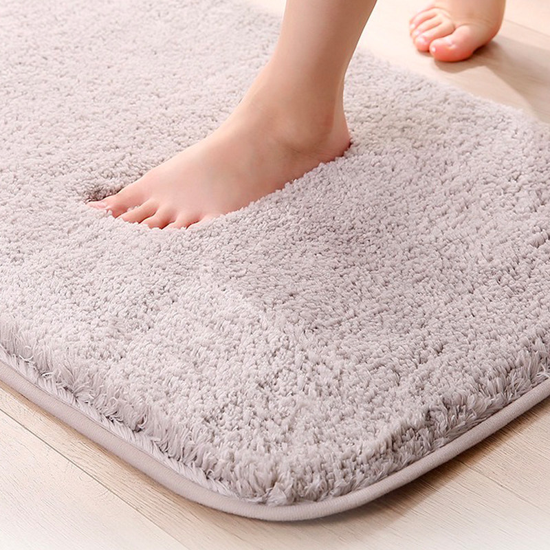 Machine washable floor mats soft plush bathroom powder room non-slip mats modern bathroom solid color quick-drying absorbent cool mat