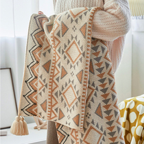 Moroccan national wind blanket Bohemian Living room sofa Knitted Cover Blanket brief Flow Sulfur Line Shoulder Blanket