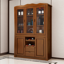 Modern Chinese solid wood sideboard simple living room display cabinet multifunctional restaurant storage rack wine cabinet