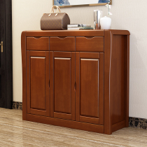 New Chinese style solid wood shoe cabinet home door large capacity locker living room wooden with drawer multi-layer porch cabinet