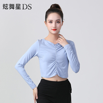 Latin Dance Tshirt Woman Sensation Navel Dancer Blouse Blouse Blouse Morden Dance Practice Modell Body Suit