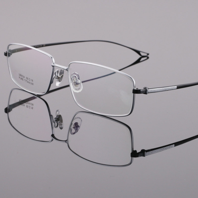 New Ultra Light Pure Titanium Spectacle Frame Subfullbox Men's Business Casual Eye Frames can be matched with flat light nearsighted lenses