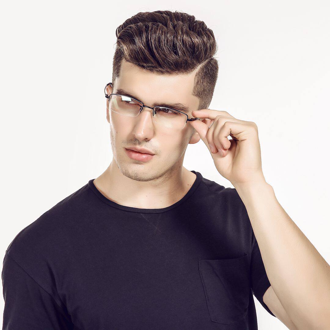 Wood Zoome Minimalist Style Pure Titanium Nearsightedness Spectacle Frame Business Men Half Frame Ultralight Plank Glasses Frames accessories