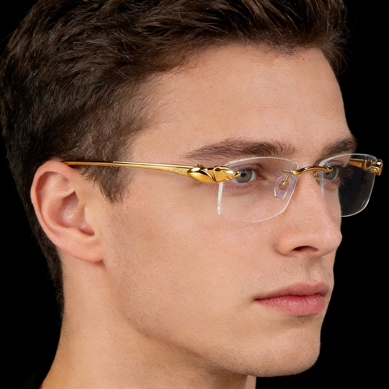 Northeastern Big Brother Internet Celebrity Pure Titanium Frameless Leopard Head Myopia Glasses Frame Noble and Elegant Men's Cut-Edge Beauty and Fashion Brand Northeastern Big Brother Internet Celebrity Pure Titanium Frameless Leopard Head Myopia Glasses Frame Noble and Elegant Men's Cut-Edge Beauty and Fashion Brand