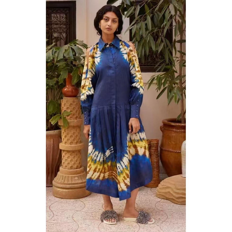 26 Spring and summer The new    Halo staining Long sleeve Dress
