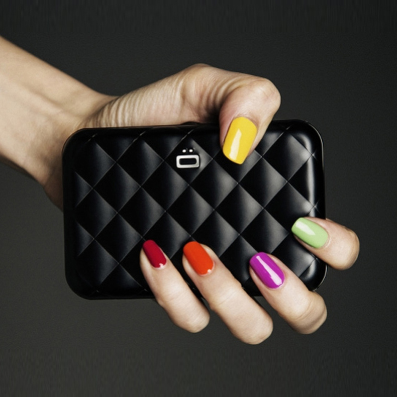 Pháp OGON hình thoi thẻ hộp chống trộm bàn chải chống nfc kim loại ví thời trang túi xách tay túi xách bình thường - Chủ thẻ ví vans