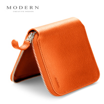Germanys new mens and womens first layer of leather short zipper coin bag Korean version of the tide creative multi-function wallet