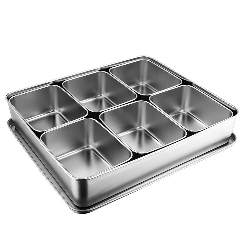 Square seasoning box set combination household stainless steel seasoning tank Condiment condiment storage box Kitchen oil salt tank