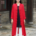 cardigan dòng cotton cổ áo nịt phụ nữ gốc retro cardigan của áo gió áo khoác ngoài dài chảy Thái Cực Quyền robe 