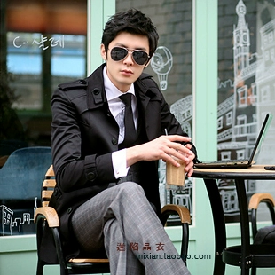 Осеннее длинное пальто, плащ в английском стиле, средней длины, в корейском стиле