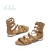 Tủ giày Du Lala mùa hè mới bằng da lộn dây đeo đế bằng La Mã 171773050 giày dép nữ
