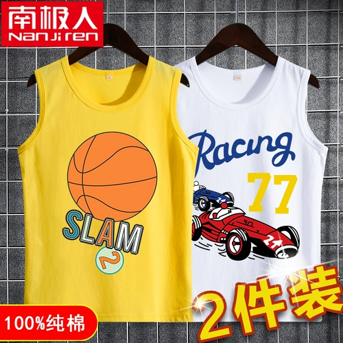 南极人 Летний детский хлопковый трендовый жилет для мальчиков без рукавов, тонкая базовая майка топ, подходит для подростков