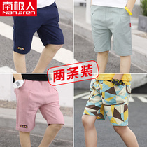  Antarctic boy shorts summer casual thin five-point pants medium and large childrens trend cool boy breeches to wear outside 2021