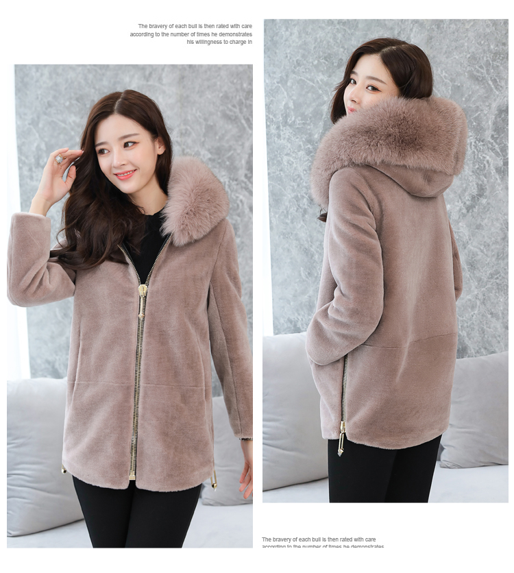 Cừu xén lông nữ mới 2018 Hàn Quốc phiên bản của đoạn ngắn fox fur collar trùm đầu lông một Haining áo khoác lông thú áo khoác nữ lông cừu cao cấp