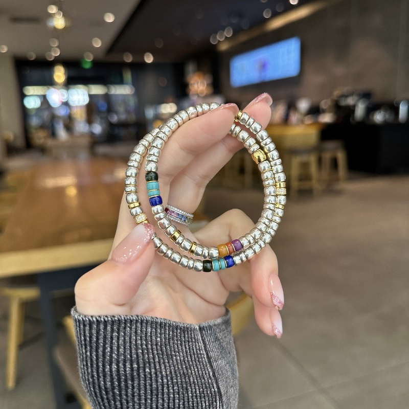 Xunuo·【Venice Silver Rainbow】925 Silver Bracelet, Finely Crafted Silver Rainbow Double-Circle Bracelet 5mm+ Suitable for Both Men and Women Xunuo·【Venice Silver Rainbow】925 Silver Bracelet, Finely Crafted Silver Rainbow Double-Circle Bracelet 5mm+ Suitable for Both Men and Women