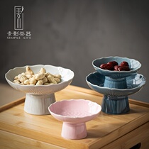 Lotus fruit plate Japanese fruit plate living room home retro afternoon melon seeds snacks tea plate multi-use tea set pot