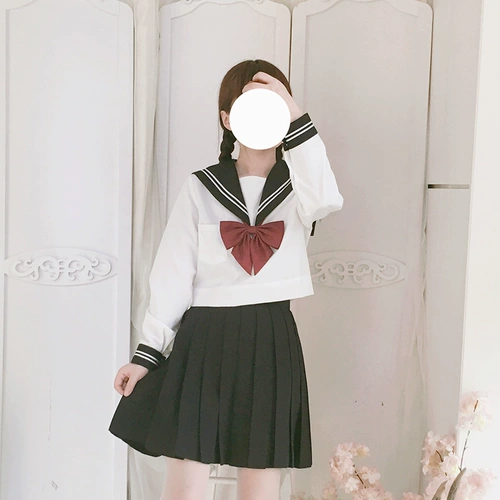 Японский осенний лонгслив, базовый комплект, милая студенческая юбка в складку для школьников, (в наличии на складе), по фигуре