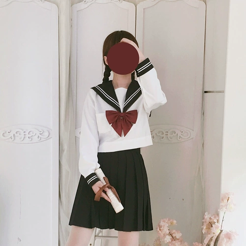 Японский осенний лонгслив, базовый комплект, милая студенческая юбка в складку для школьников, (в наличии на складе), по фигуре