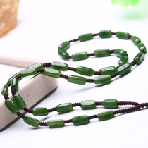 Natural Hetian Jade lanyard Jasper seed raw stone bead chain hand-woven lanyard jade pendant necklace sweater chain for men and women