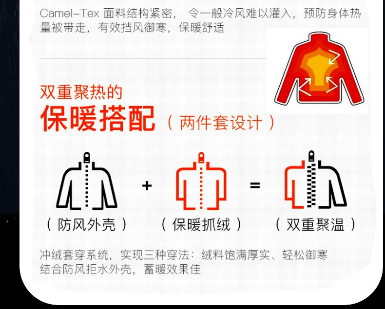 Áo khoác nam và nữ ba trong một mùa đông có thể tháo rời cộng với quần áo nhung dày lên núi - Quần áo ngoài trời