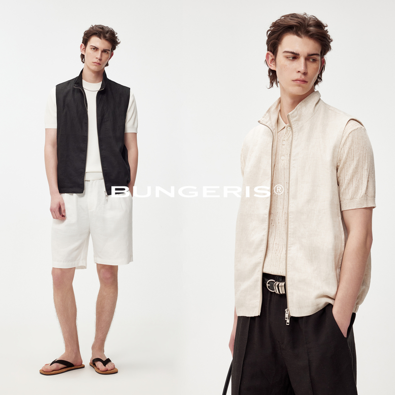 Bungeris "Rain Dew Linen" Lp-Style Linen Vest Old Money Casual Relaxed Layered Texture Jacket for Men Summer Bungeris "Rain Dew Linen" Lp-Style Linen Vest Old Money Casual Relaxed Layered Texture Jacket for Men Summer