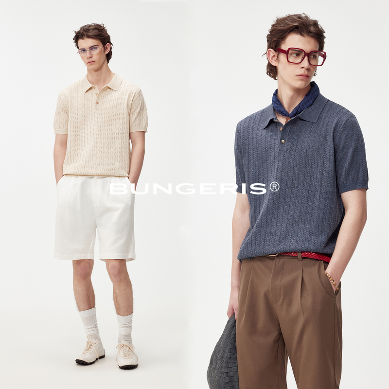 Bungeris'Gentleman Style' Linen Tencel Jacquard Polo Shirt Relaxed Fit Lapel Short Sleeve Polo Shirt for Men Bungeris'Gentleman Style' Linen Tencel Jacquard Polo Shirt Relaxed Fit Lapel Short Sleeve Polo Shirt for Men