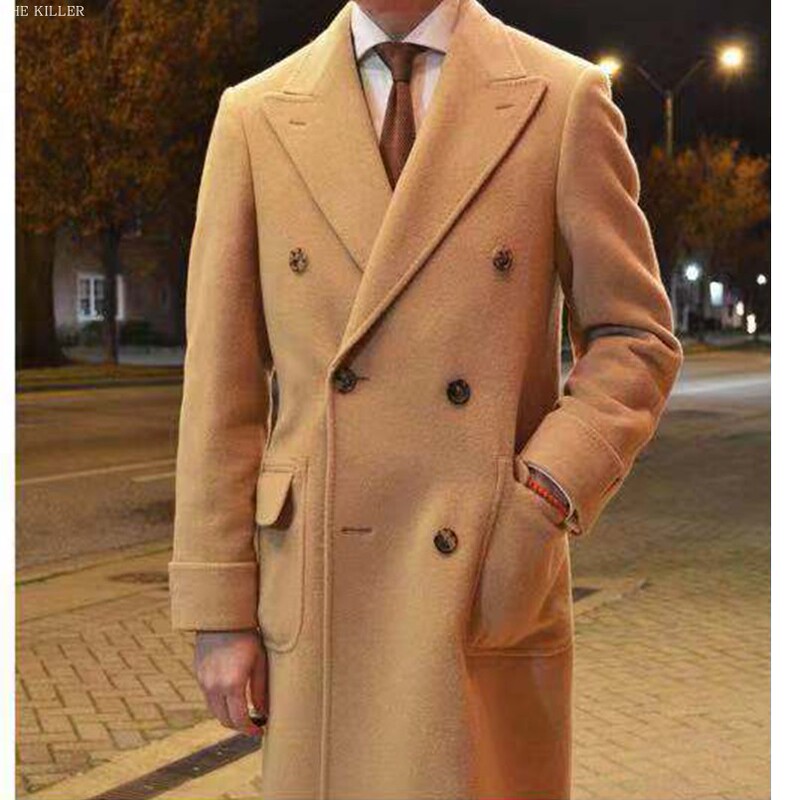 The Killer Polo Coat Double-Breasted Slim Fit Cashmere Woolen European and American Men's British Mid-Length Coat