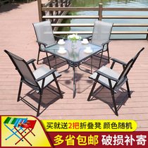 Outdoor tables and chairs Wrought iron courtyard Open-air balcony Folding tables and chairs Outdoor garden Milk tea coffee tables and chairs set