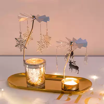 Candlelight dinner atmosphere arrangement ins European walking kerosene lamp rotating candle holder American simple modern girl photo