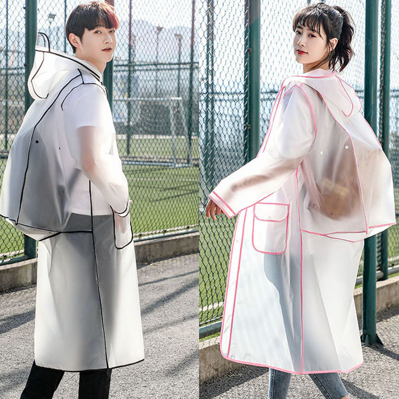 Raincoat Schoolgirl Net Red Fashion Hiking Rain Cape adults Anti-rain full-body Men's singles transparent long version of raincoats