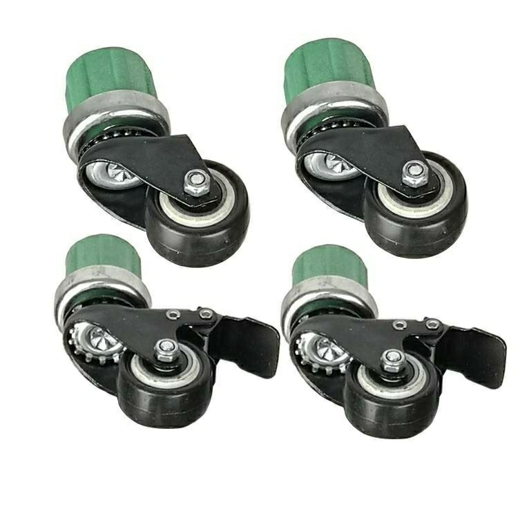 The rack wheels are a set of four wheels, two with brakes and two without brakes