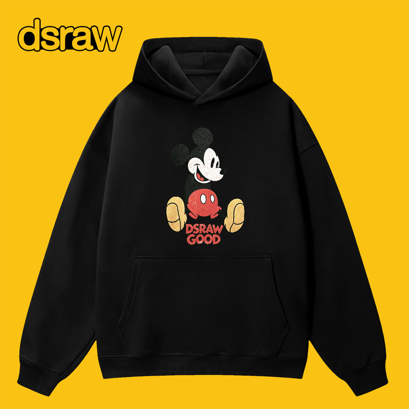 Dsraw Mickey Cartoon Print Hooded Sweatshirt for Men and Women, Loose Trendy Brand Versatile Pullover Top, Casual Long Sleeve Dsraw Mickey Cartoon Print Hooded Sweatshirt for Men and Women, Loose Trendy Brand Versatile Pullover Top, Casual Long Sleeve