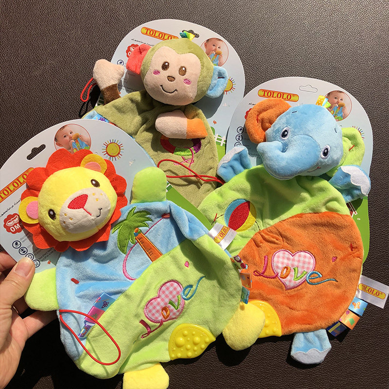 Newborn baby label hand grab pacifist towel baby sleep soothing toy baby rings the bell doll