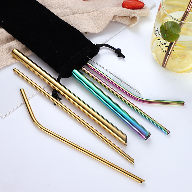Pitlip 304 Stainless Steel Straw Mesh Red Pearl Milk Tea Tube Elbow Beverage Tube Opening Gift Custom LOGO